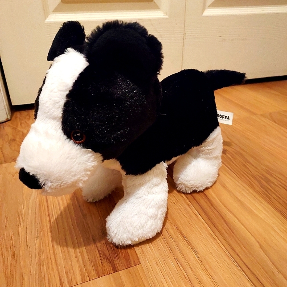 Goffa Puppy Dog Plush Black White Stuffed Animal Soft Toy Border Collie
